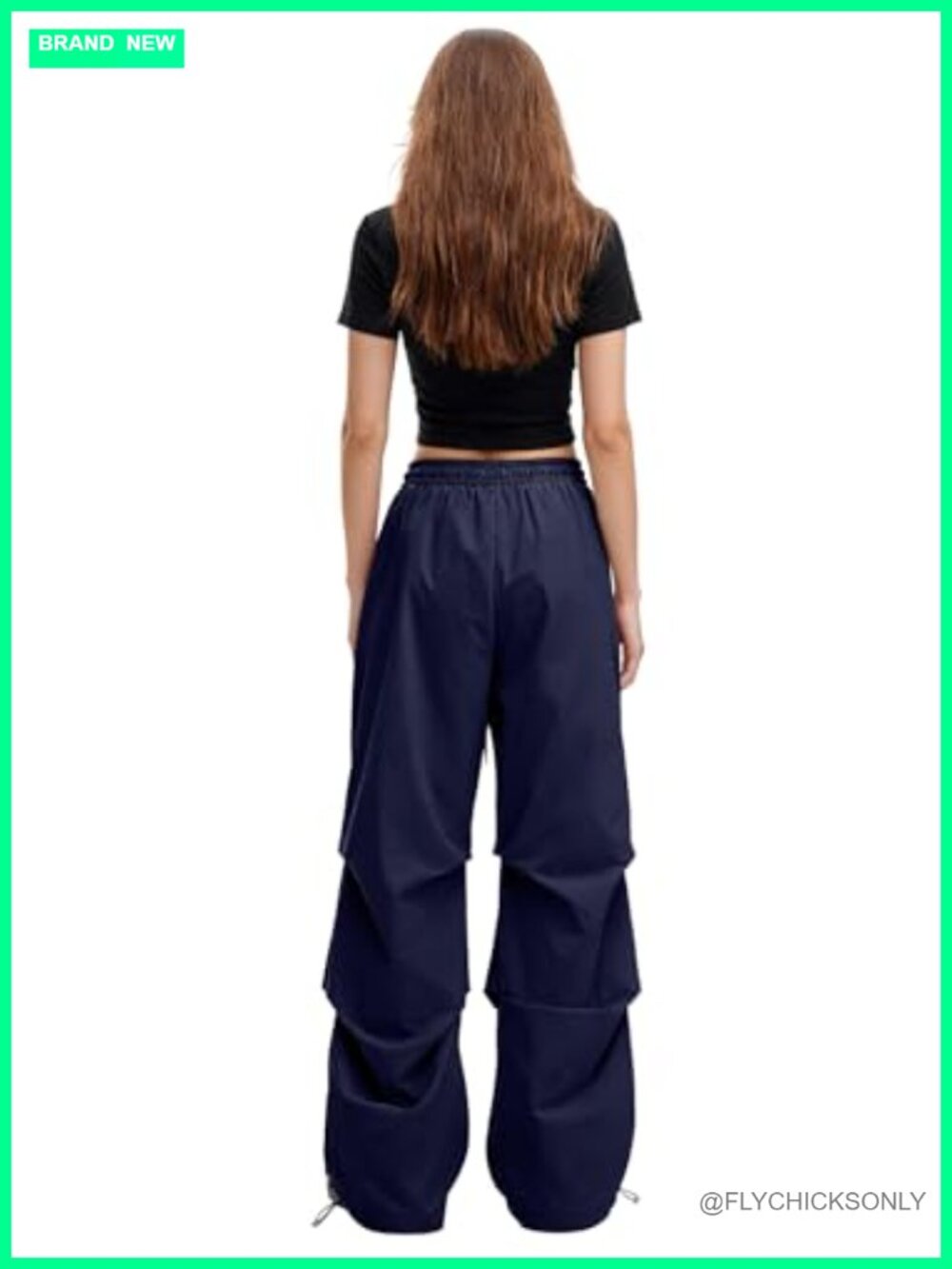 Y2K Baggy Parachute Cargo Pants Wide Leg Adjustable Drawstring Waist - Picture 6 of 6